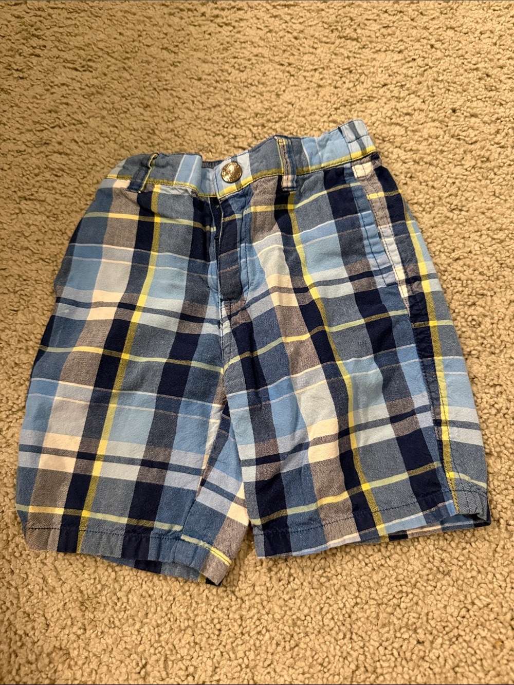 Nautica Blue & Yellow Plaid Toddler Shorts